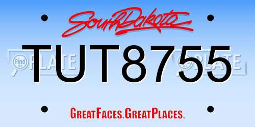 TUT8755 South Dakota License Plate