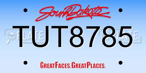 TUT8785 South Dakota License Plate