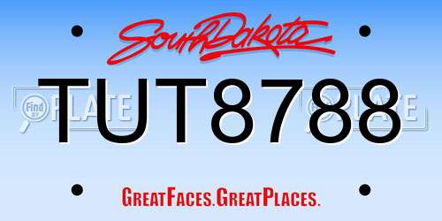 TUT8788 South Dakota License Plate