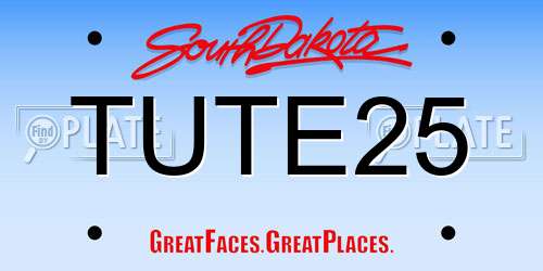 TUTE25 South Dakota License Plate
