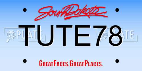 TUTE78 South Dakota License Plate