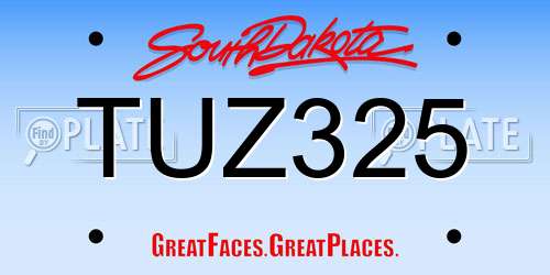 TUZ325 South Dakota License Plate