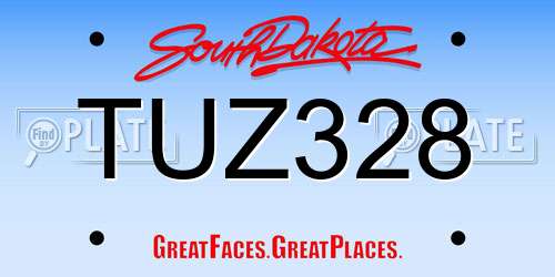 TUZ328 South Dakota License Plate