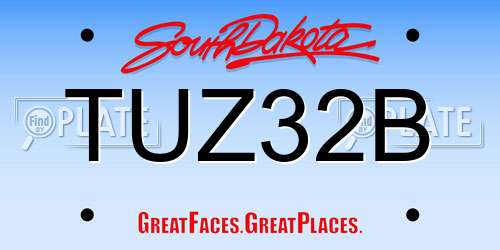 TUZ32B South Dakota License Plate