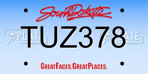TUZ378 South Dakota License Plate