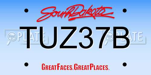 TUZ37B South Dakota License Plate