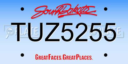 TUZ5255 South Dakota License Plate