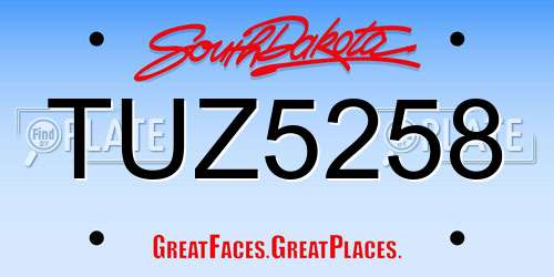 TUZ5258 South Dakota License Plate