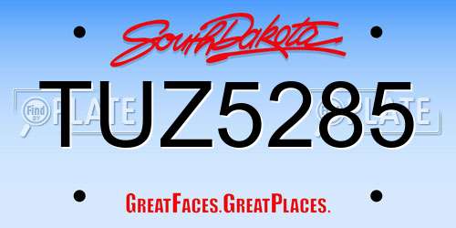 TUZ5285 South Dakota License Plate