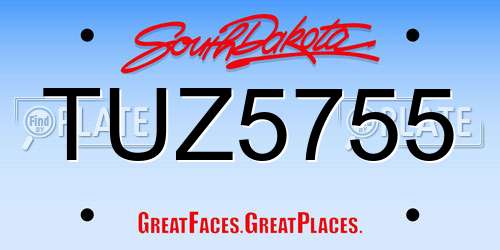 TUZ5755 South Dakota License Plate
