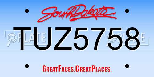 TUZ5758 South Dakota License Plate