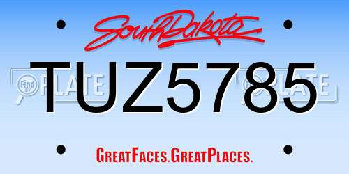 TUZ5785 South Dakota License Plate
