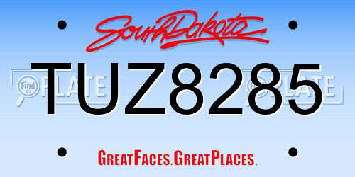 TUZ8285 South Dakota License Plate