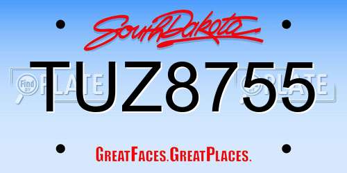 TUZ8755 South Dakota License Plate
