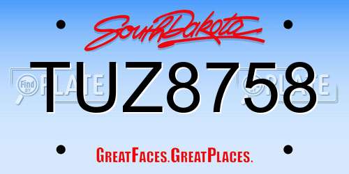 TUZ8758 South Dakota License Plate
