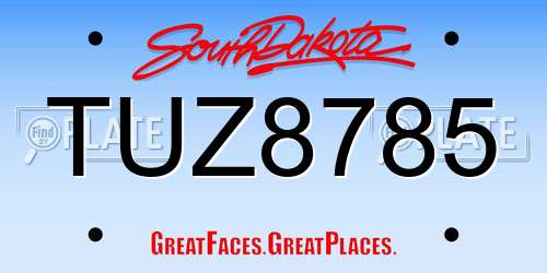 TUZ8785 South Dakota License Plate