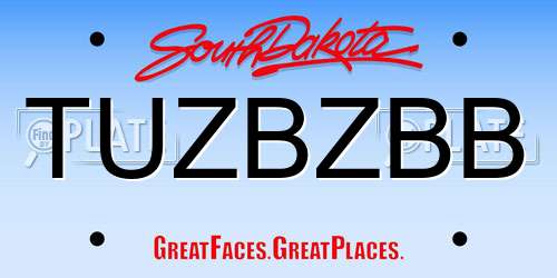 TUZBZBB South Dakota License Plate