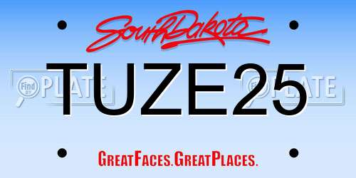 TUZE25 South Dakota License Plate
