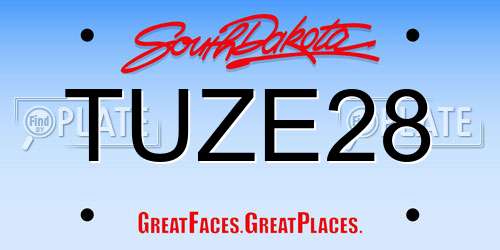 TUZE28 South Dakota License Plate