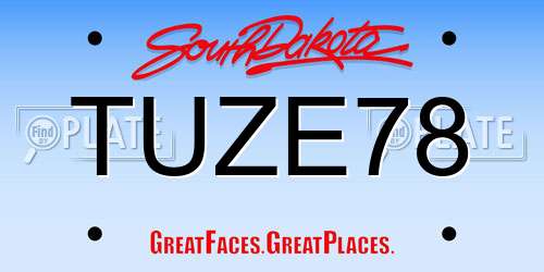 TUZE78 South Dakota License Plate