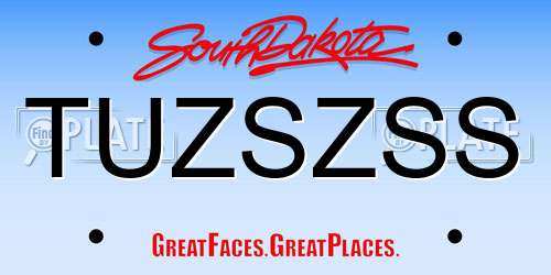 TUZSZSS South Dakota License Plate