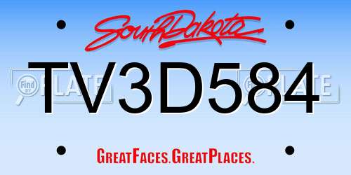 TV3D584 South Dakota License Plate