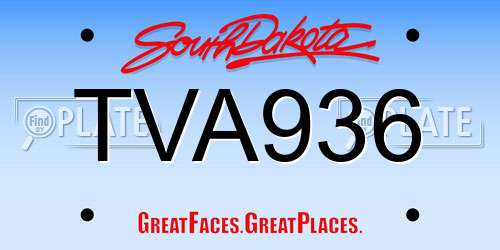 TVA936 South Dakota License Plate