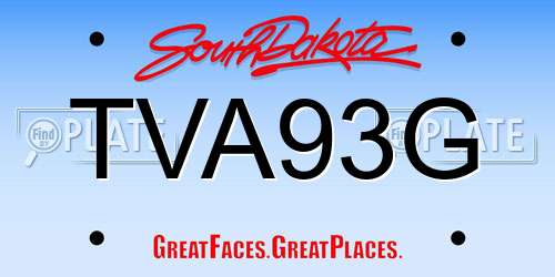 TVA93G South Dakota License Plate