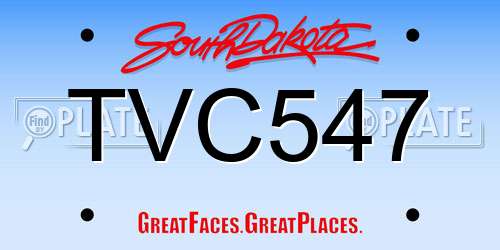 TVC547 South Dakota License Plate