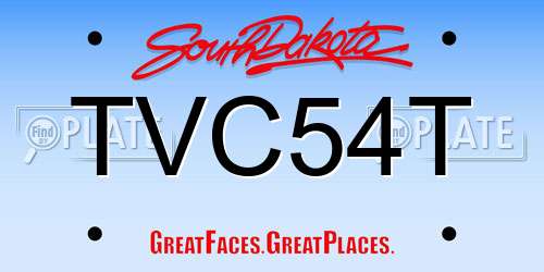 TVC54T South Dakota License Plate