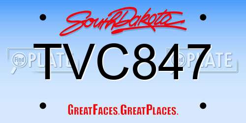 TVC847 South Dakota License Plate