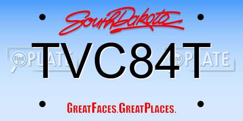 TVC84T South Dakota License Plate
