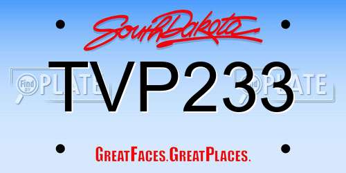 TVP233 South Dakota License Plate