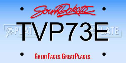 TVP73E South Dakota License Plate