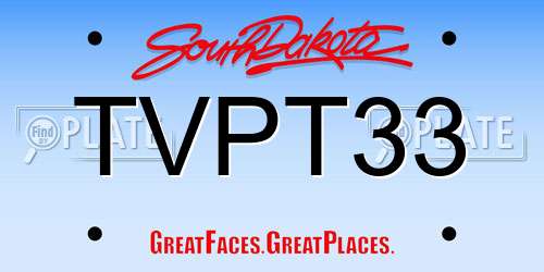 TVPT33 South Dakota License Plate