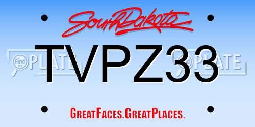 TVPZ33 South Dakota License Plate