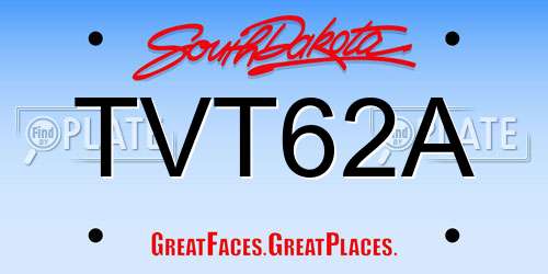 TVT62A South Dakota License Plate