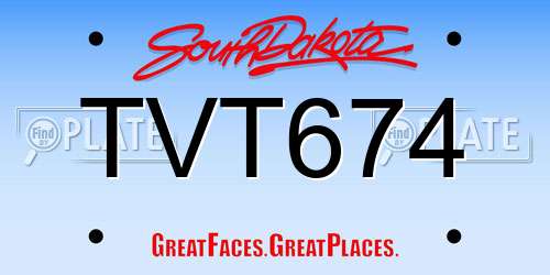 TVT674 South Dakota License Plate