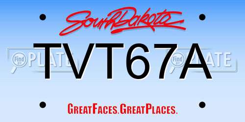 TVT67A South Dakota License Plate