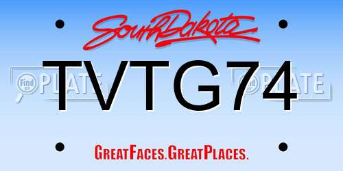 TVTG74 South Dakota License Plate