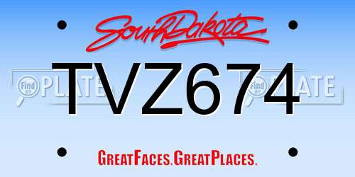 TVZ674 South Dakota License Plate