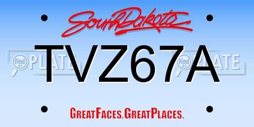 TVZ67A South Dakota License Plate