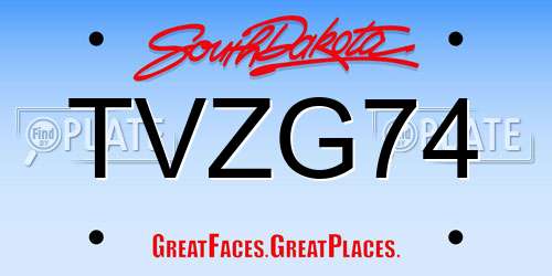 TVZG74 South Dakota License Plate