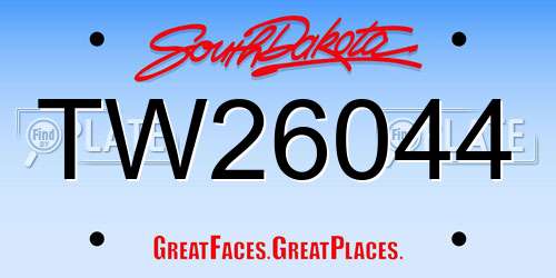 TW26044 South Dakota License Plate