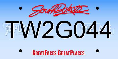 TW2G044 South Dakota License Plate