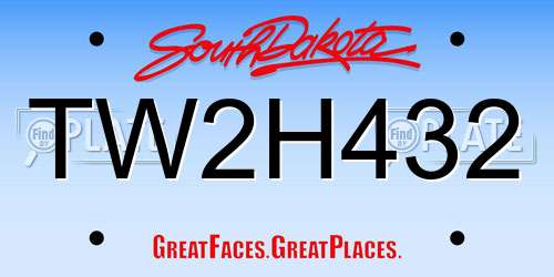 TW2H432 South Dakota License Plate