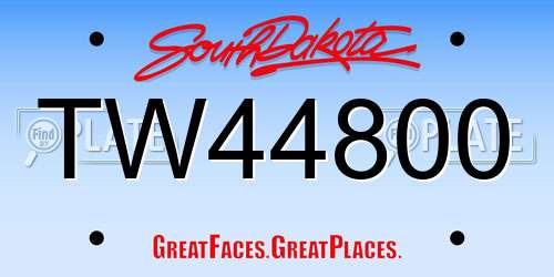 TW44800 South Dakota License Plate
