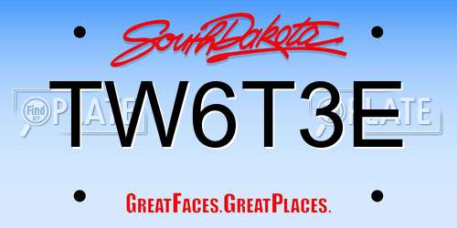 TW6T3E South Dakota License Plate