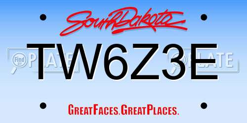TW6Z3E South Dakota License Plate