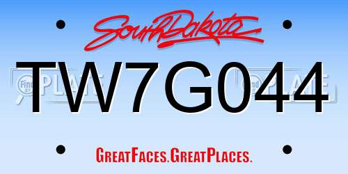 TW7G044 South Dakota License Plate